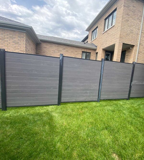 Horizontal Chai Grey Vinyl Fence Barrie