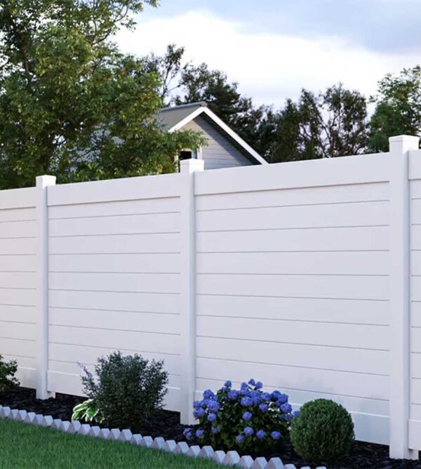 Horizontal White Vinyl Fence Panels-White Vinyl Fence Panels-Vinyl Fence Panels installed in Barrie