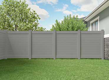 Barrie Fence-Horizontal Vinyl Fence Panels-Horizontal PVC Fence Installed in Nobleton