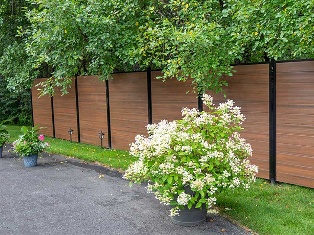 Horizontal Wood Grain Vinyl Fence Panels