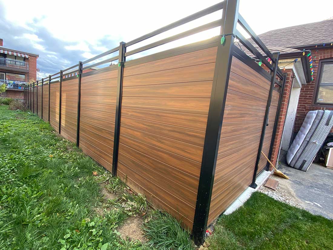 Wood Grain Vinyl Fence Panels installed in Barrie
